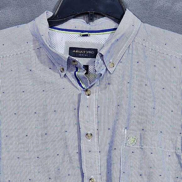Ariat Pro Series Daniel Classic Long Sleeve Buttone Down Shirt Blue White XXL - Picture 3 of 9